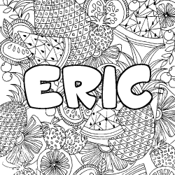 Coloriage prénom ERIC - décor Mandala fruits