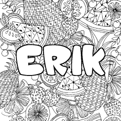 Coloriage prénom ERIK - décor Mandala fruits