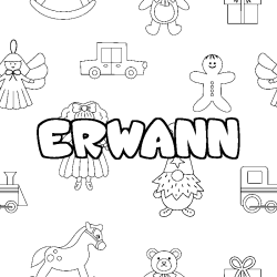 Coloriage prénom ERWANN - décor Jouets