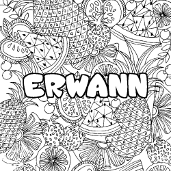 Coloriage prénom ERWANN - décor Mandala fruits