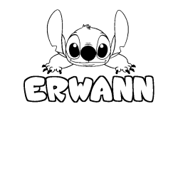 Coloriage prénom ERWANN - décor Stitch