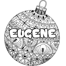 Coloriage prénom EUGÈNE - décor Boule de Noël