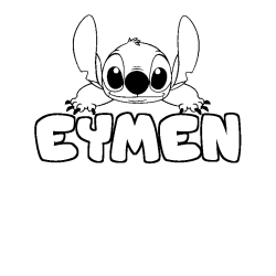 Coloriage prénom EYMEN - décor Stitch