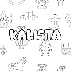 Coloriage prénom KALISTA - décor Jouets