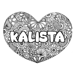 Coloriage prénom KALISTA - décor Mandala coeur