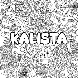 Coloriage prénom KALISTA - décor Mandala fruits