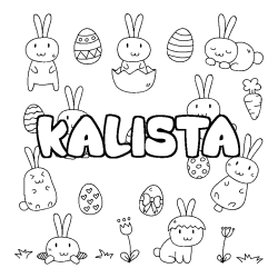 Coloriage prénom KALISTA - décor Paques