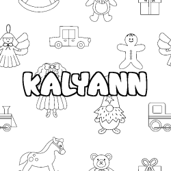 Coloriage prénom KALYANN - décor Jouets