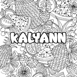 Coloriage prénom KALYANN - décor Mandala fruits