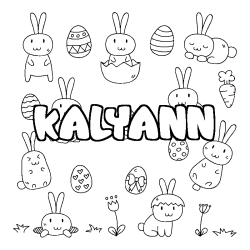 Coloriage prénom KALYANN - décor Paques