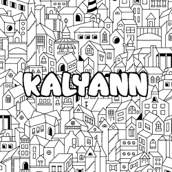 Coloriage prénom KALYANN - décor Ville