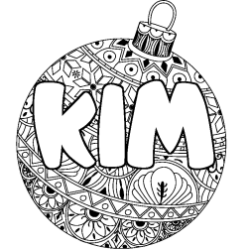 Coloriage prénom KIM - décor Boule de Noël