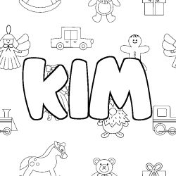 Coloriage KIM - d&eacute;cor Jouets