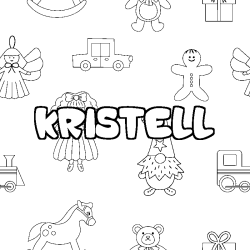 Coloriage prénom KRISTELL - décor Jouets