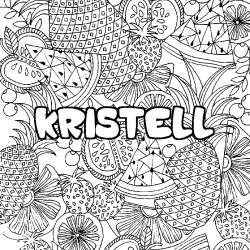 Coloriage prénom KRISTELL - décor Mandala fruits