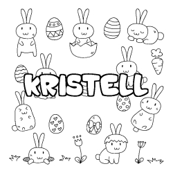 Coloriage prénom KRISTELL - décor Paques