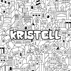 Coloriage prénom KRISTELL - décor Ville