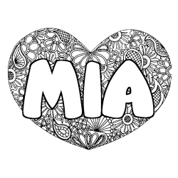 Coloriage MIA - d&eacute;cor Mandala coeur