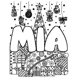 Coloriage MIA - d&eacute;cor Sapin et Cadeaux