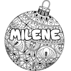 Coloriage MILENE - d&eacute;cor Boule de No&euml;l