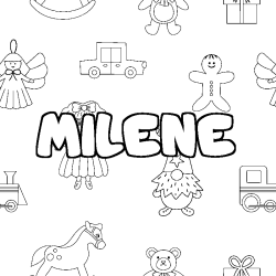 Coloriage MILENE - d&eacute;cor Jouets