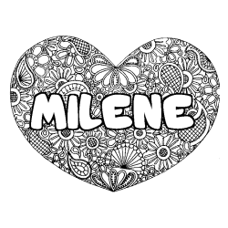 Coloriage MILENE - d&eacute;cor Mandala coeur