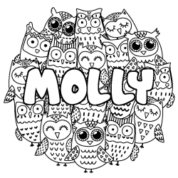 Coloriage MOLLY - d&eacute;cor Chouettes