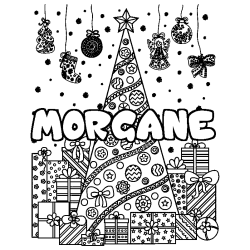 Coloriage MORGANE - d&eacute;cor Sapin et Cadeaux