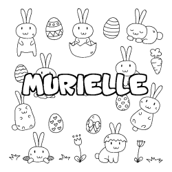 Coloriage prénom MURIELLE - décor Paques