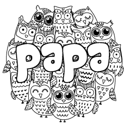 Coloriage prénom papa - décor Chouettes