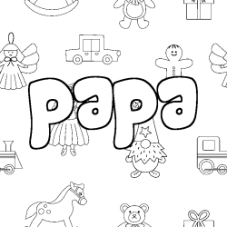 Coloriage prénom papa - décor Jouets