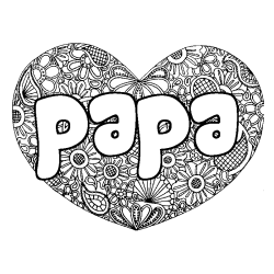 Coloriage prénom papa - décor Mandala coeur