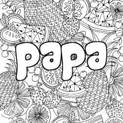 Coloriage prénom papa - décor Mandala fruits