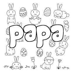 Coloriage prénom papa - décor Paques