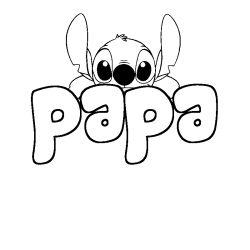 Coloriage prénom papa - décor Stitch