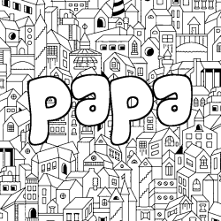 Coloriage prénom papa - décor Ville