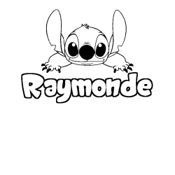 Coloriage prénom Raymonde - décor Stitch