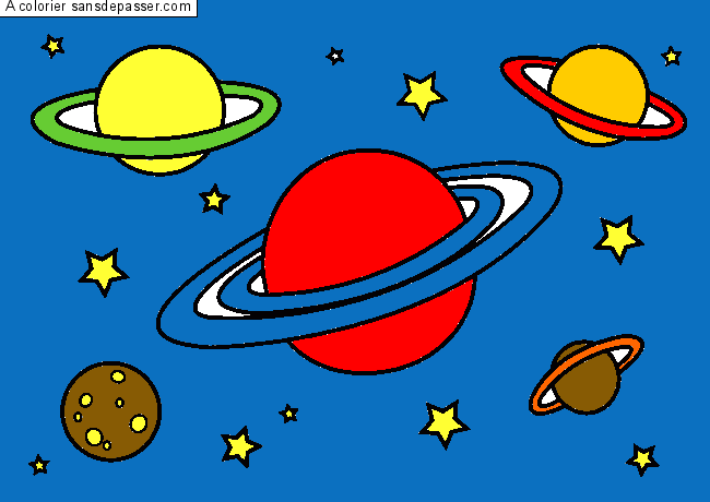 Coloriage Plan&egrave;tes et &eacute;toiles