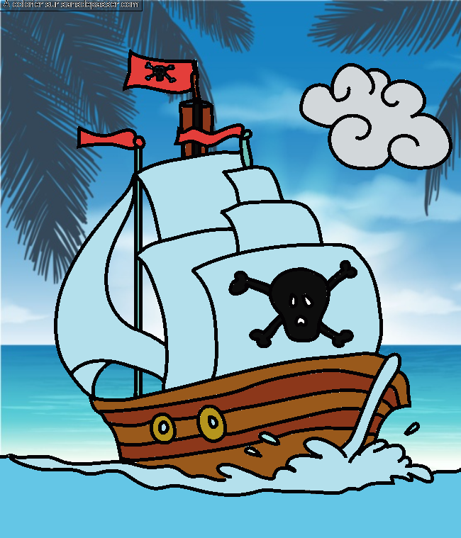 Coloriage Bateau pirate par un invité