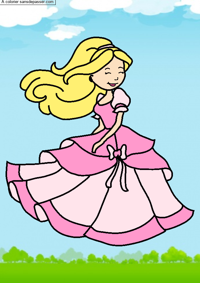 Dessin colorié Coloriage Princesse qui danse par un invité Sans