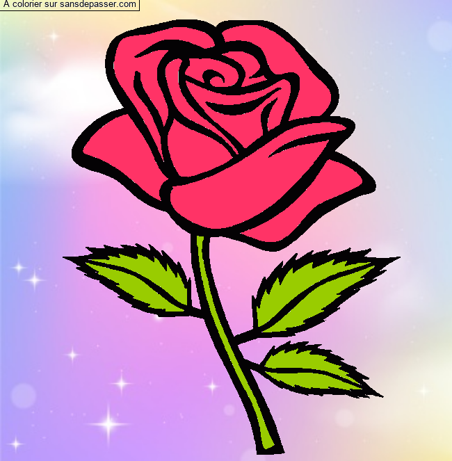 Coloriage Rose rouge par Mamalabest