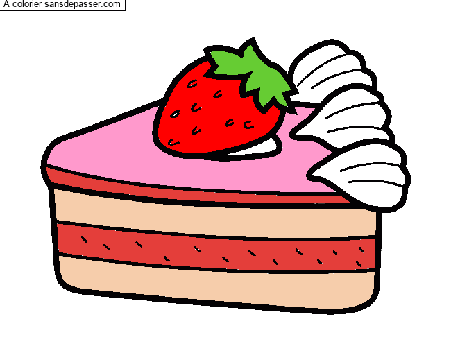 Coloriage G&acirc;teau &agrave; la fraise