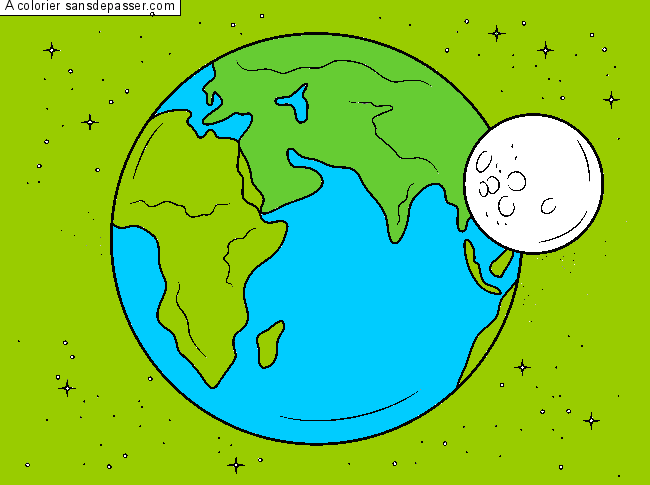 Coloriage De la Terre &agrave; la Lune