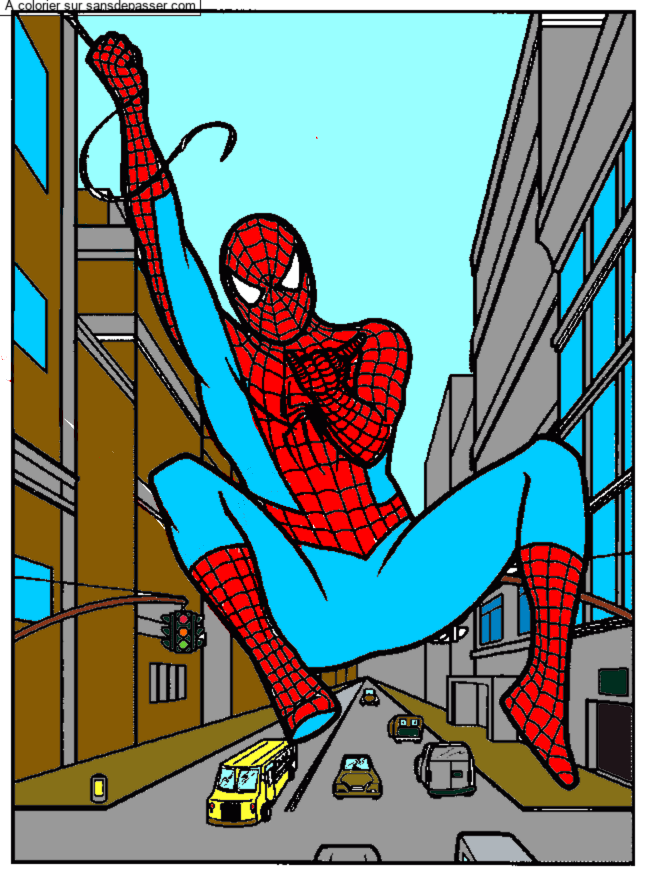 Coloriage Spiderman &agrave; la rescousse par un invité