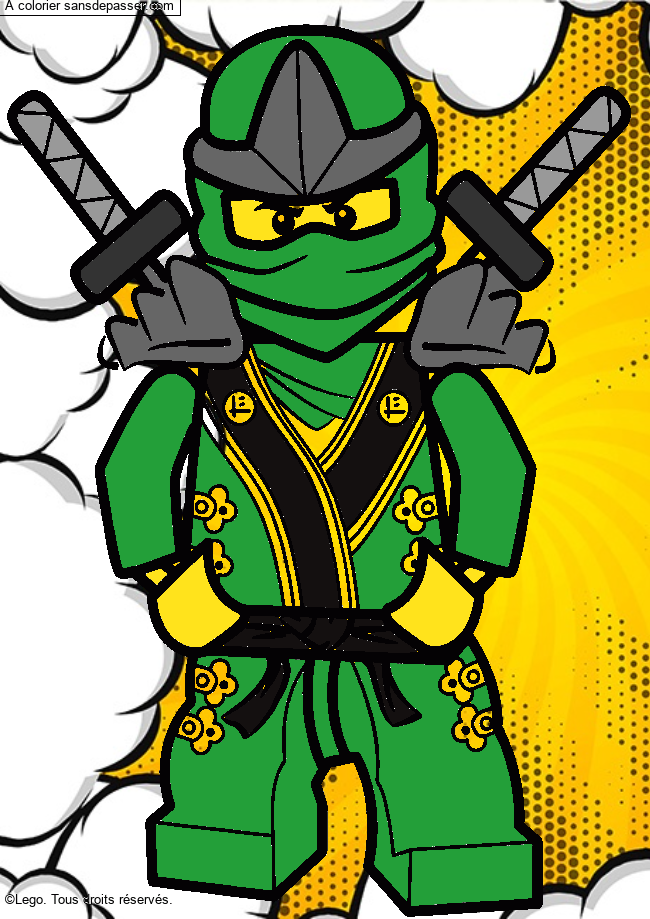 Coloriage Lloyd - Ninjago vert