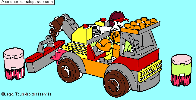 Dessin colorié  Coloriage Camion Lego par trolls  Sans Dépasser