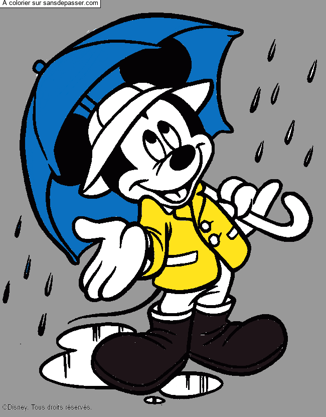 Coloriage Mickey sous la pluie par eulalie