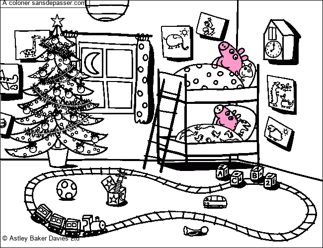 Coloriage Peppa Pig attend No&euml;l