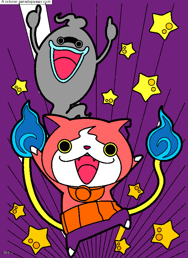 Coloriage Whisper et Jibanyan