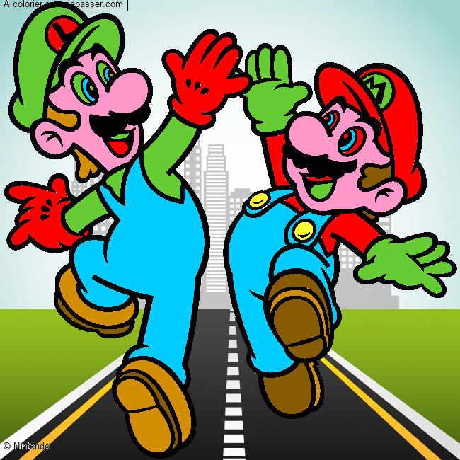 Coloriage Mario et Luigi